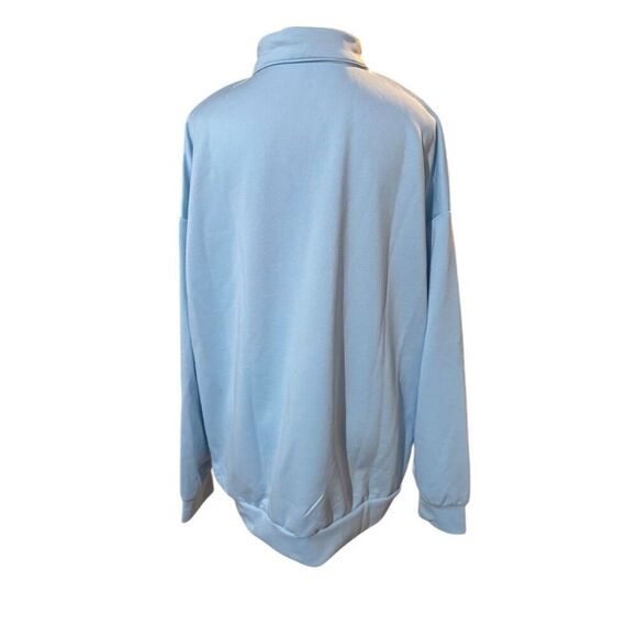 Women's Blue Relaxed Fit Half Zip Pullover Sweatshirt Size L Casual with pockets - Picture 2 of 12